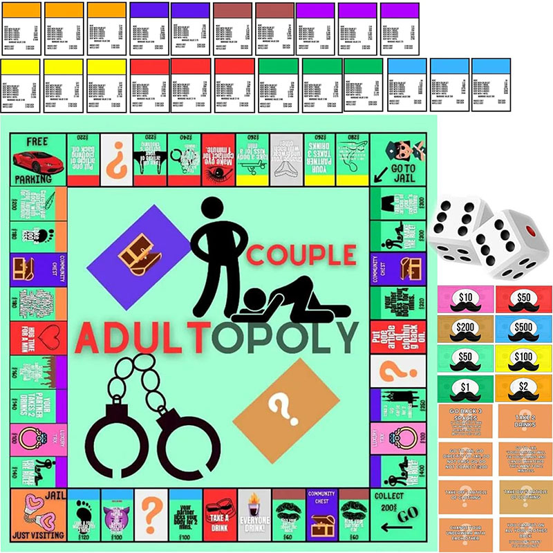 Board Game Monopoly - 1 セット大人のカップルゲームモノポリーナイト寝室新婚夫婦妻デッキカードボードアイデアゲームロシアサイコロエロおもちゃ