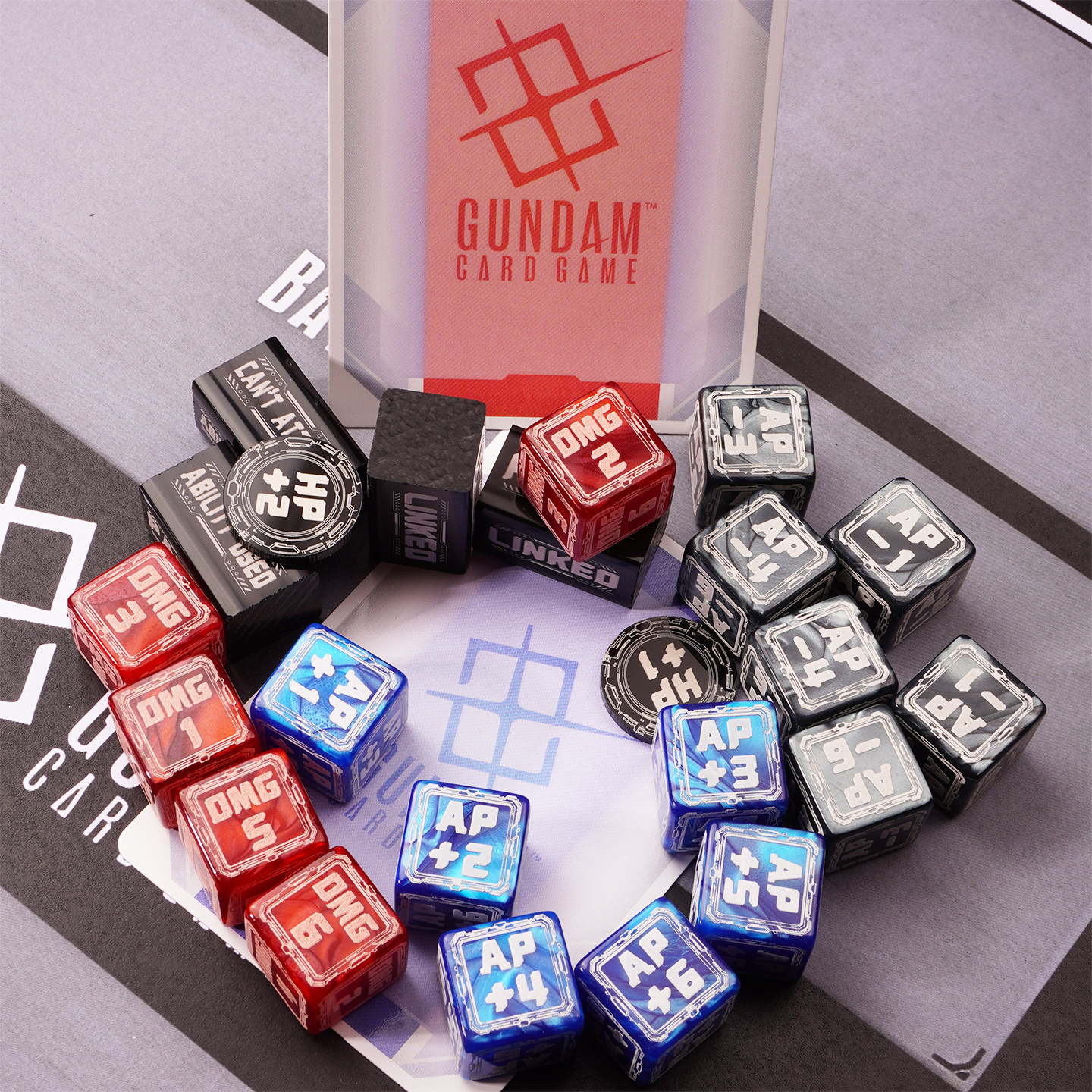Board Game Hegemony - ガンダムカードバトルインジケーターGCGスコアラー攻撃力コストカウントトークン英語AP DMGアクリルダイスボードゲームおもちゃ鉄箱入り