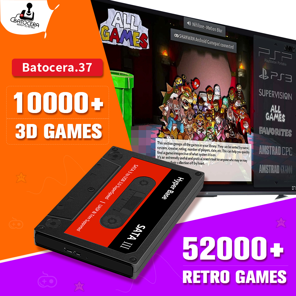 Board Game Journal - ラップトップ用の外部ポータブルコンソール,500g,hdd,batocera,48000ゲーム,ps3,ps2,ps1,wiiu,dc,n64,mame,ss,Windows,pc