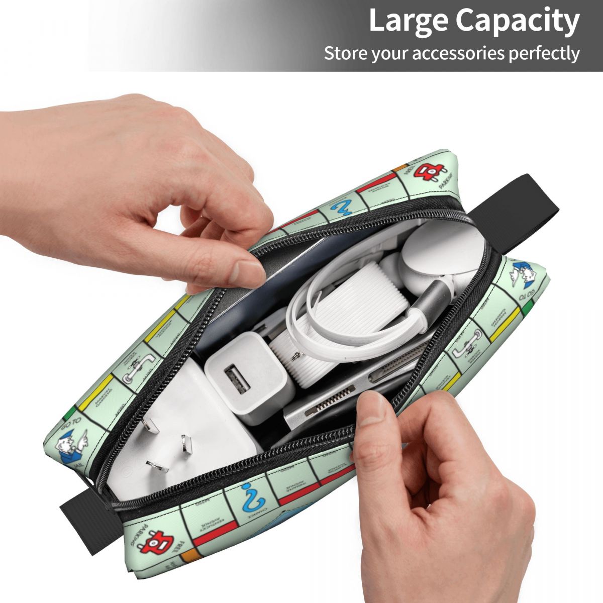 別のプロのメイクアップバッグ,化粧品オーガナイザー,耐水性, - Board Game Monopoly のレビューと価格