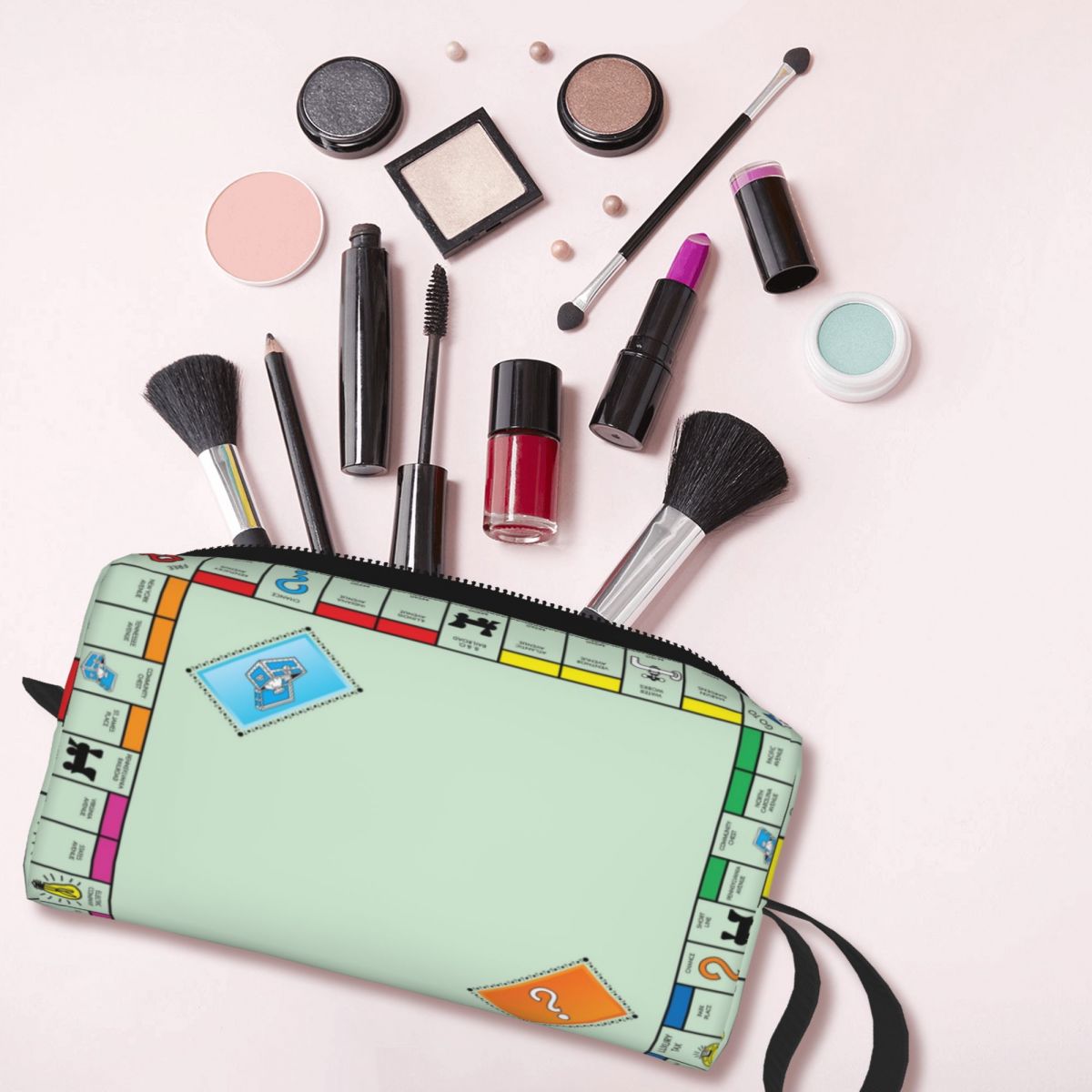 別のプロのメイクアップバッグ,化粧品オーガナイザー,耐水性, - Board Game Monopoly のレビューと価格