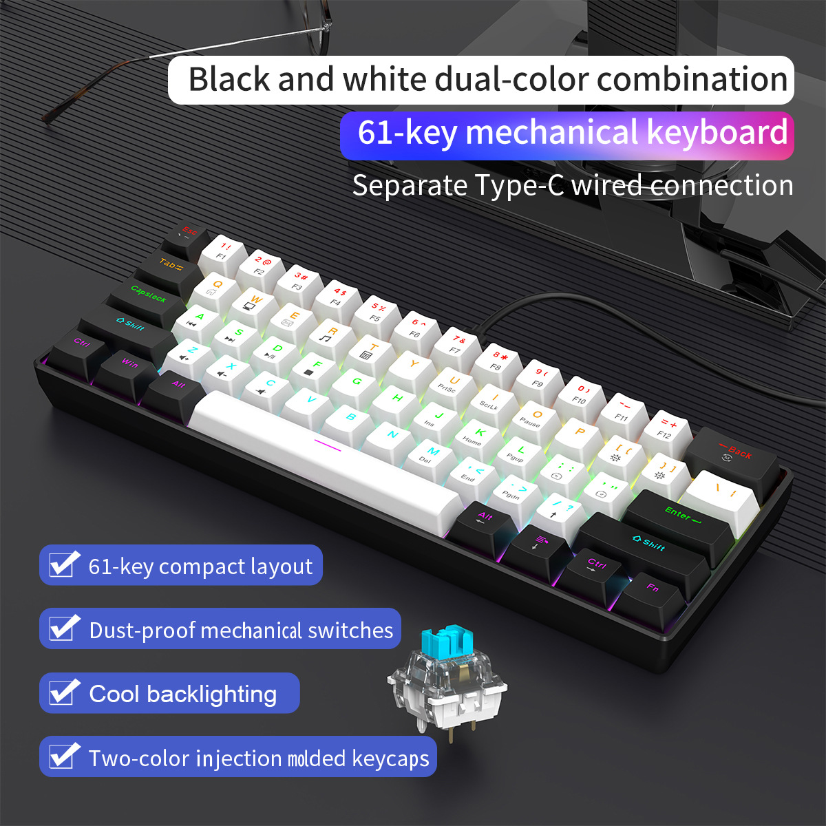 メカニカルキーボード ゲーマー向け 60%ミニ 6+1キー  - Board Game Journal のレビューと価格